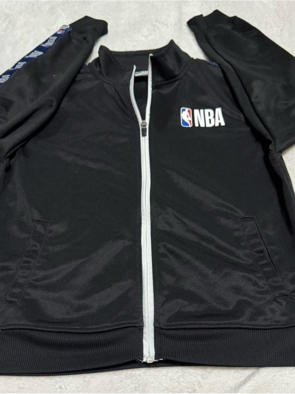 NBA Black Jacket with White Zipper and Logo